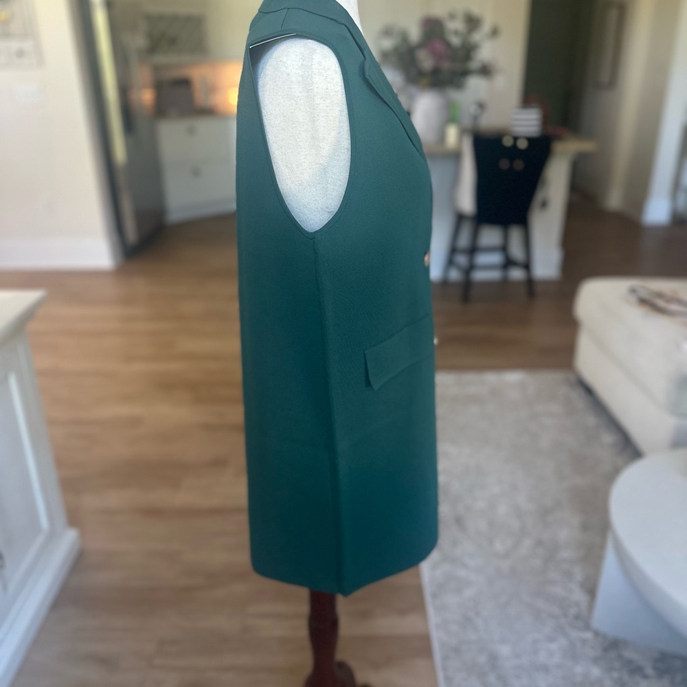 Double-Breasted Green Long Knit Blazer - Picture 2 of 4